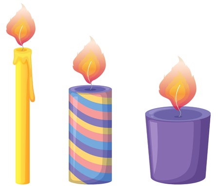 Illustration of three candles on whiteのイラスト素材