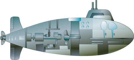 Illustration of a cartoon submarineのイラスト素材