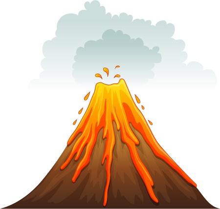 Illustration of a volcano eruptingのイラスト素材