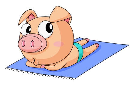 Illustration of a comical pigのイラスト素材