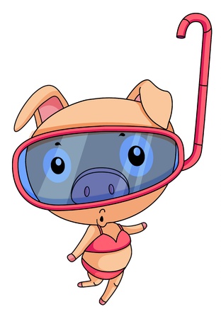 Illustration of a comical pigのイラスト素材