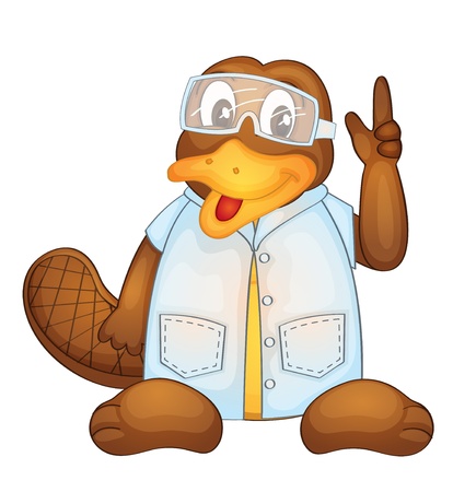 Illustration of a platypus wearing a lab coatのイラスト素材