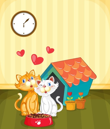 Illustration of two kittens in loveのイラスト素材