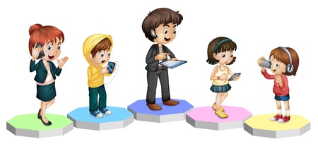 Illustration of modern technology in the familyのイラスト素材
