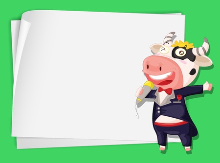 Illustration of singing cow on paperのイラスト素材