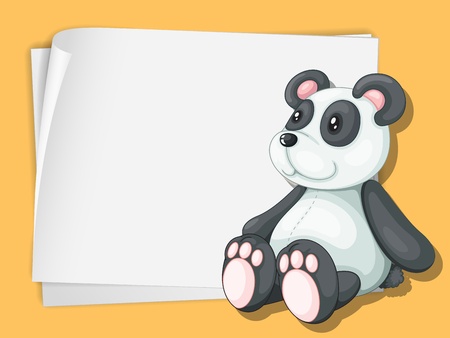 White paper template with a panda cartoonのイラスト素材