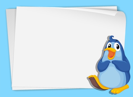 Illustration of a blue penguin on paperのイラスト素材