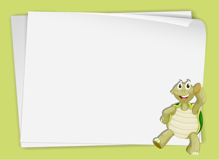 Illustration of a turtle on paperのイラスト素材