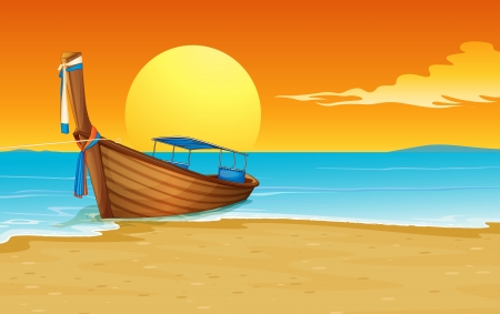 Illustration of a thai boat on the sandのイラスト素材