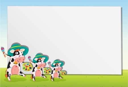 Cartoon paper template of cowsのイラスト素材