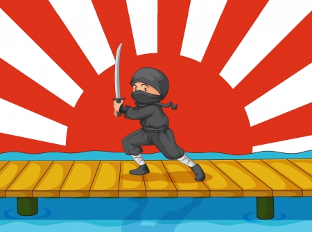 Illustration of a ninja on whiteのイラスト素材