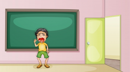 Illlustration of boy crying at schoolのイラスト素材