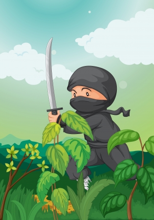 Illustration of a ninja in blackのイラスト素材