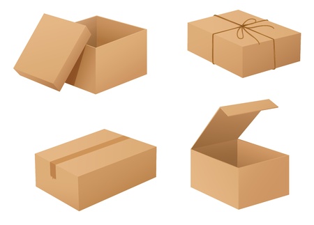 Illustration of cardboard boxes on white