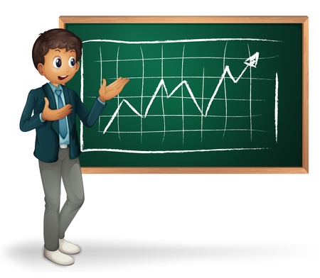 Businessman cartoon presenting on blackboardのイラスト素材