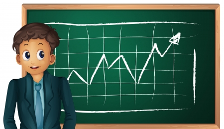 Businessman cartoon presenting on blackboardのイラスト素材