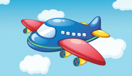 Illustration of a plane in blue skyのイラスト素材