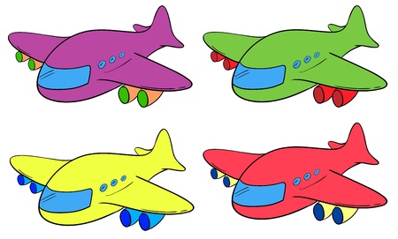 Illustration of 4 planes in different coloursのイラスト素材