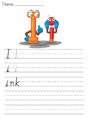 Illustrated alphabet worksheet of the letter iのイラスト素材