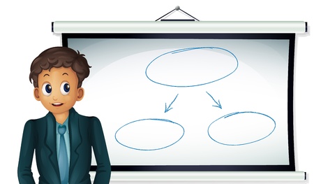 Illustration of a business man presenting a chartのイラスト素材