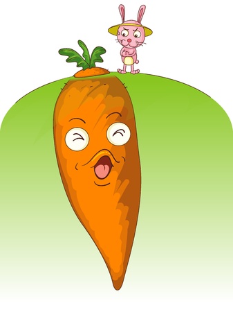 Illustration of rabbit with big carrotのイラスト素材