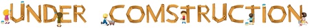 illustration of english word under construction on a white background