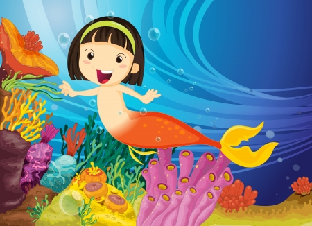 illustration of a kids swimming in waterのイラスト素材
