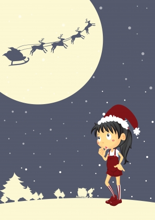 illustration of a girl celebrating christmas festivalのイラスト素材