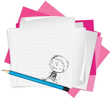 illustration of white papers on a white backgroundのイラスト素材