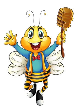 illustration of a honey bee on a white backgroundのイラスト素材