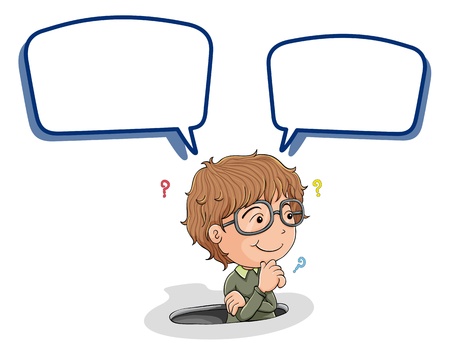 illustration of a boy and call out on a white backgroundのイラスト素材