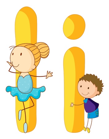 Illustration of children in a letter of alphabetのイラスト素材