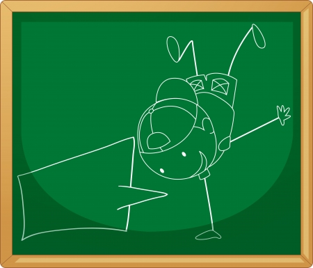 illustration of a green board with sketchのイラスト素材
