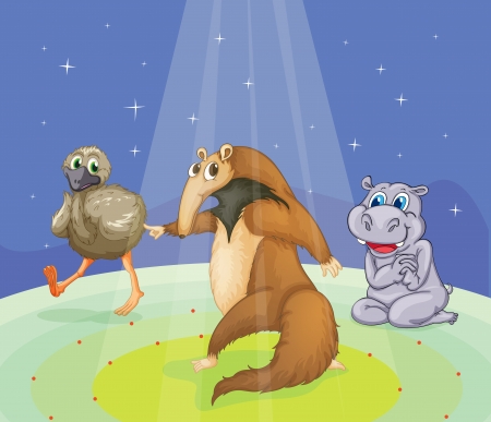 Animals performing on a stageのイラスト素材