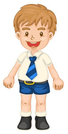 illustrtion of a boy in school uniform on whiteのイラスト素材