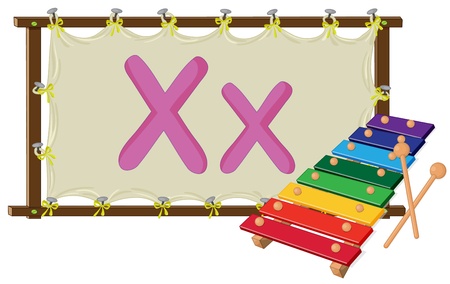 Alphabet letter illustration on a brown canvasのイラスト素材