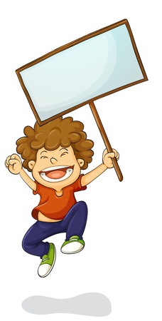Illustration of a young kid holding a signのイラスト素材
