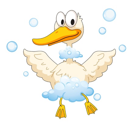 illustration of duck and foam on a white backgroundのイラスト素材