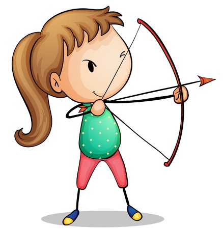 Illustration of a girl with archery setのイラスト素材
