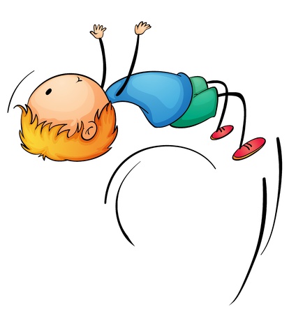 Illustration of a boy doing a backflipのイラスト素材
