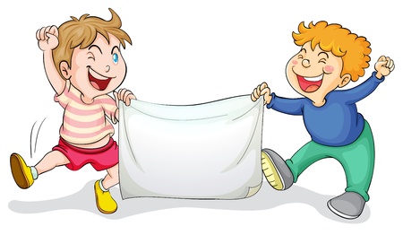 Illustration of kids with a bannerのイラスト素材