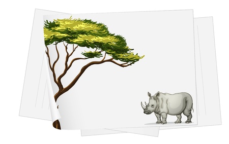 Illustration of a rhino walkingのイラスト素材