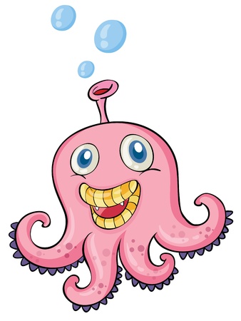 illustration of a pink octopus on white bakgroundのイラスト素材