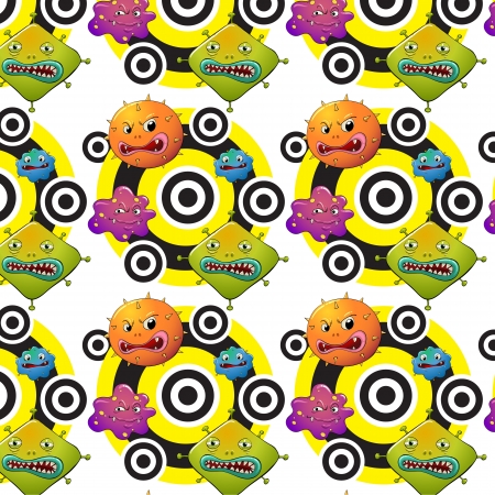 illustration of various monsters on a white backgroundのイラスト素材