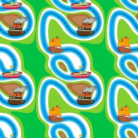 illustration of various ships on a colorful backgroundのイラスト素材