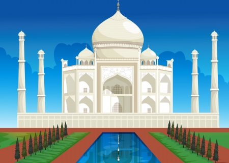 illustration of Taj mahal of white marble in indiaのイラスト素材