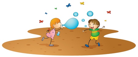 illustration of kids on a white backgroundのイラスト素材