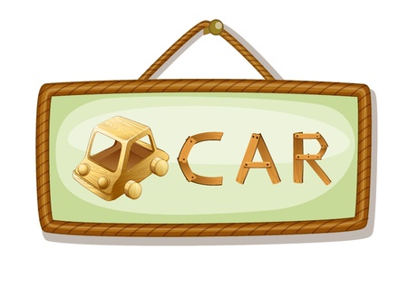 illustration of a board and car on a white backgroundのイラスト素材