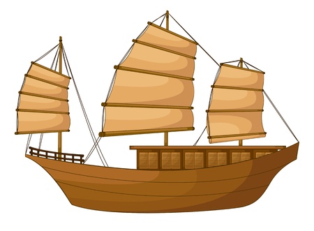 illustration of full rigged ship on a white backgroundのイラスト素材
