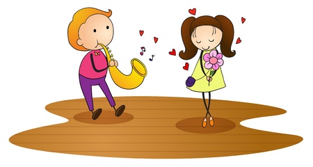 illustration of kids on a white backgroundのイラスト素材